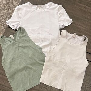 Yogalicious Three-Piece Tops Set - Racerback tanks and tshirt